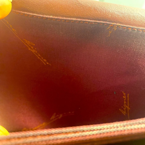 ETIENNE AIGNER LEATHER SHOULDER BAG/CLUTCH - Rusty Brown Leather w/Brass Trim⚡️ - Picture 8 of 9